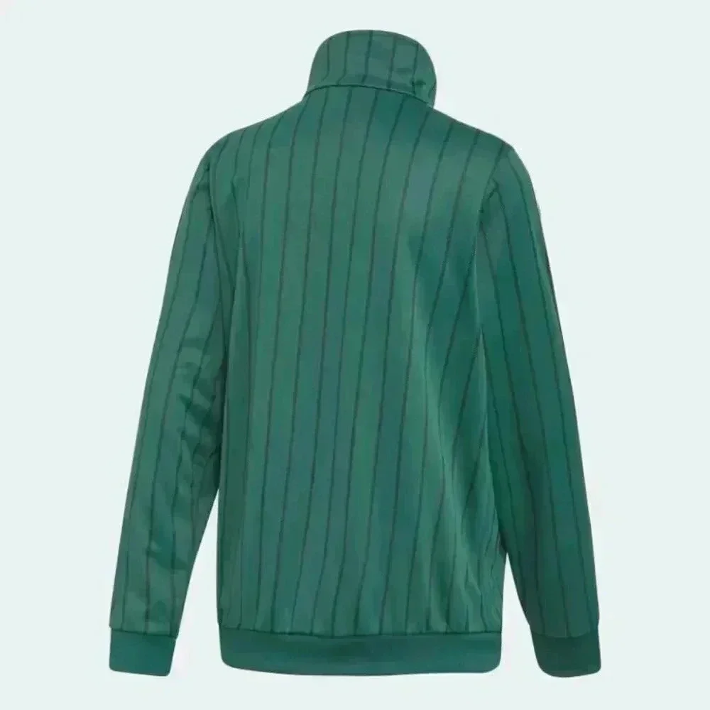 NWT Adidas green and white striped long sleeve front zip casual track top